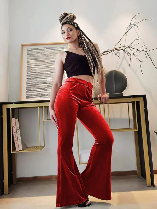 Velvet Couture Palazzos - Wide-Leg Flare Pants