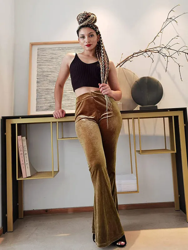 Velvet Couture Palazzos - Wide-Leg Flare Pants