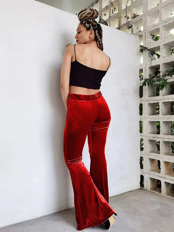 Velvet Couture Palazzos - Wide-Leg Flare Pants