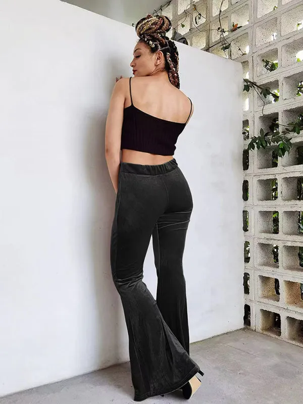 Velvet Couture Palazzos - Wide-Leg Flare Pants