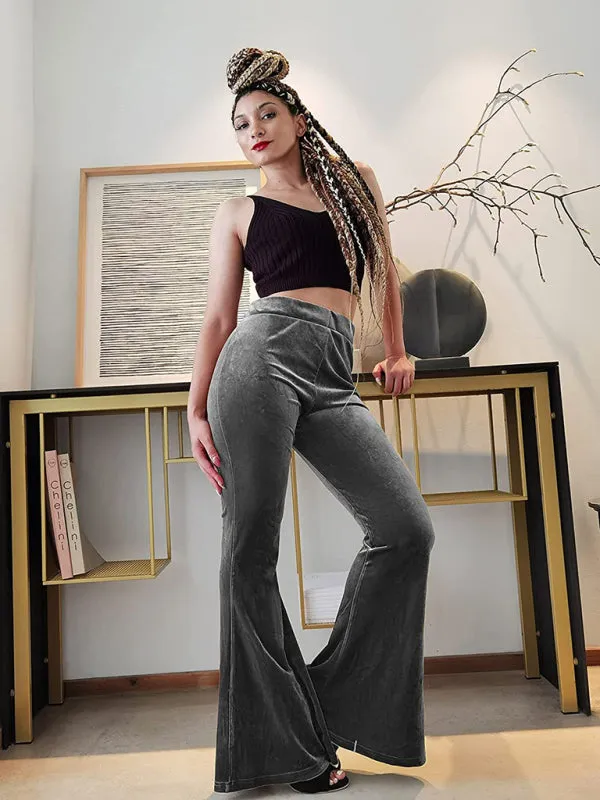 Velvet Couture Palazzos - Wide-Leg Flare Pants