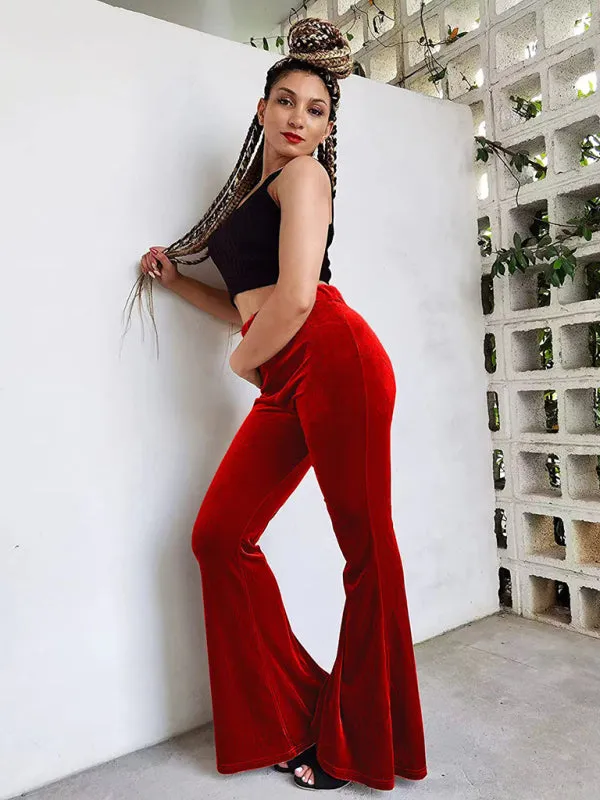 Velvet Couture Palazzos - Wide-Leg Flare Pants