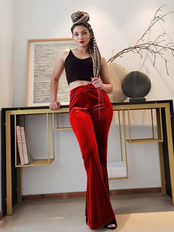 Velvet Couture Palazzos - Wide-Leg Flare Pants