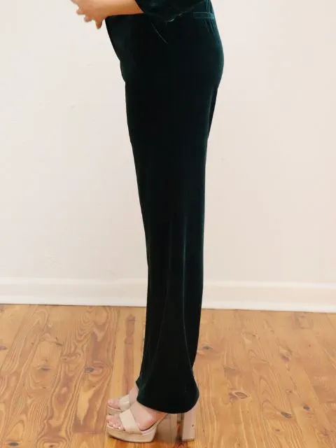 Velvet Wide Leg Pant Hunter Green