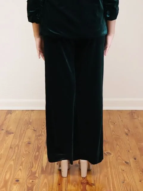 Velvet Wide Leg Pant Hunter Green