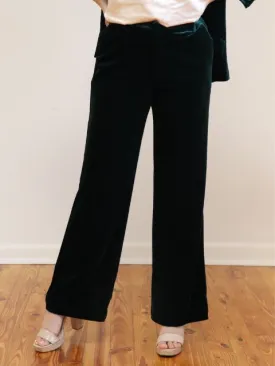 Velvet Wide Leg Pant Hunter Green