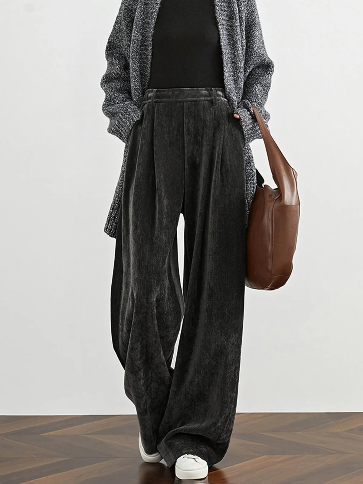 Velvet Wide-Leg Pants