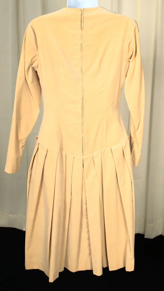 Vintage 1950s Butterscotch Velvet Dress