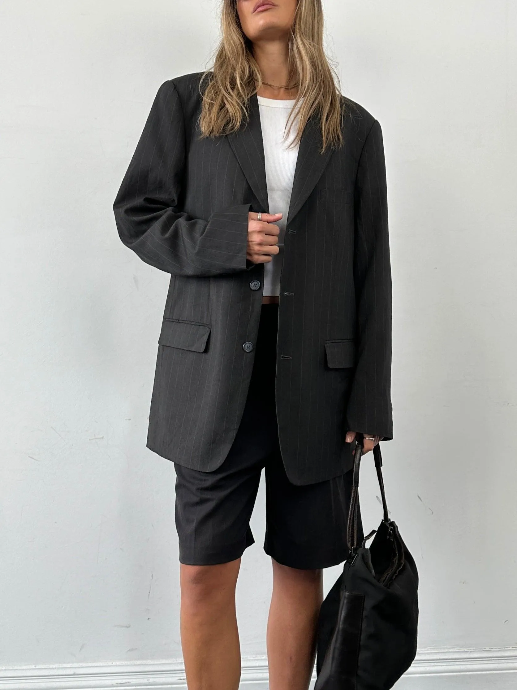 Vintage Pinstripe Wool Single Breasted Blazer - 44R/XXL