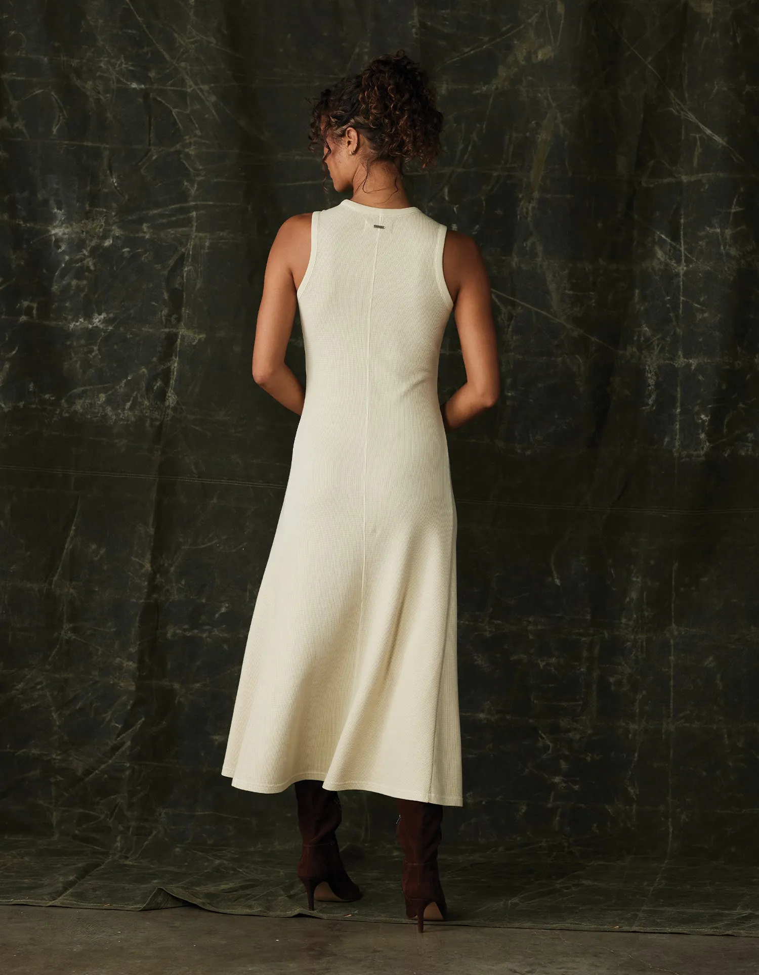 Vintage Thermal Midi Dress in Oat