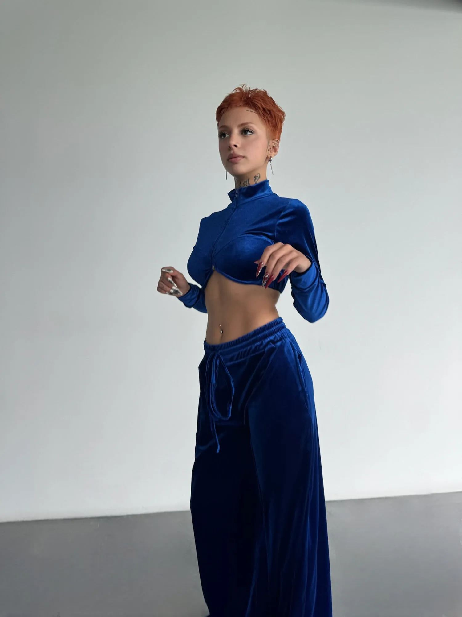Wide Leg Relax Velvet Pants - Saks