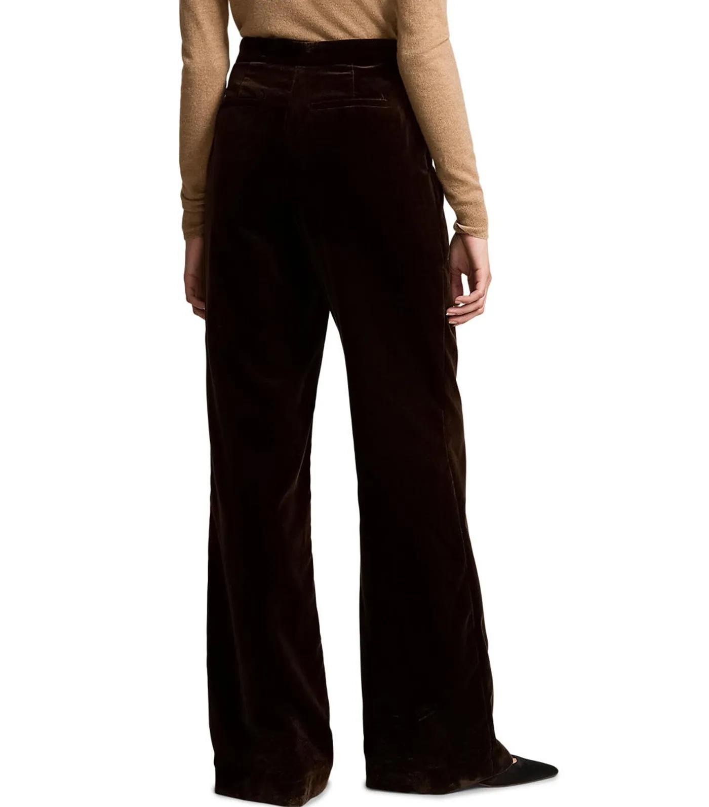 Women's Stretch-Cotton Velvet Wide-Leg Pant Brown