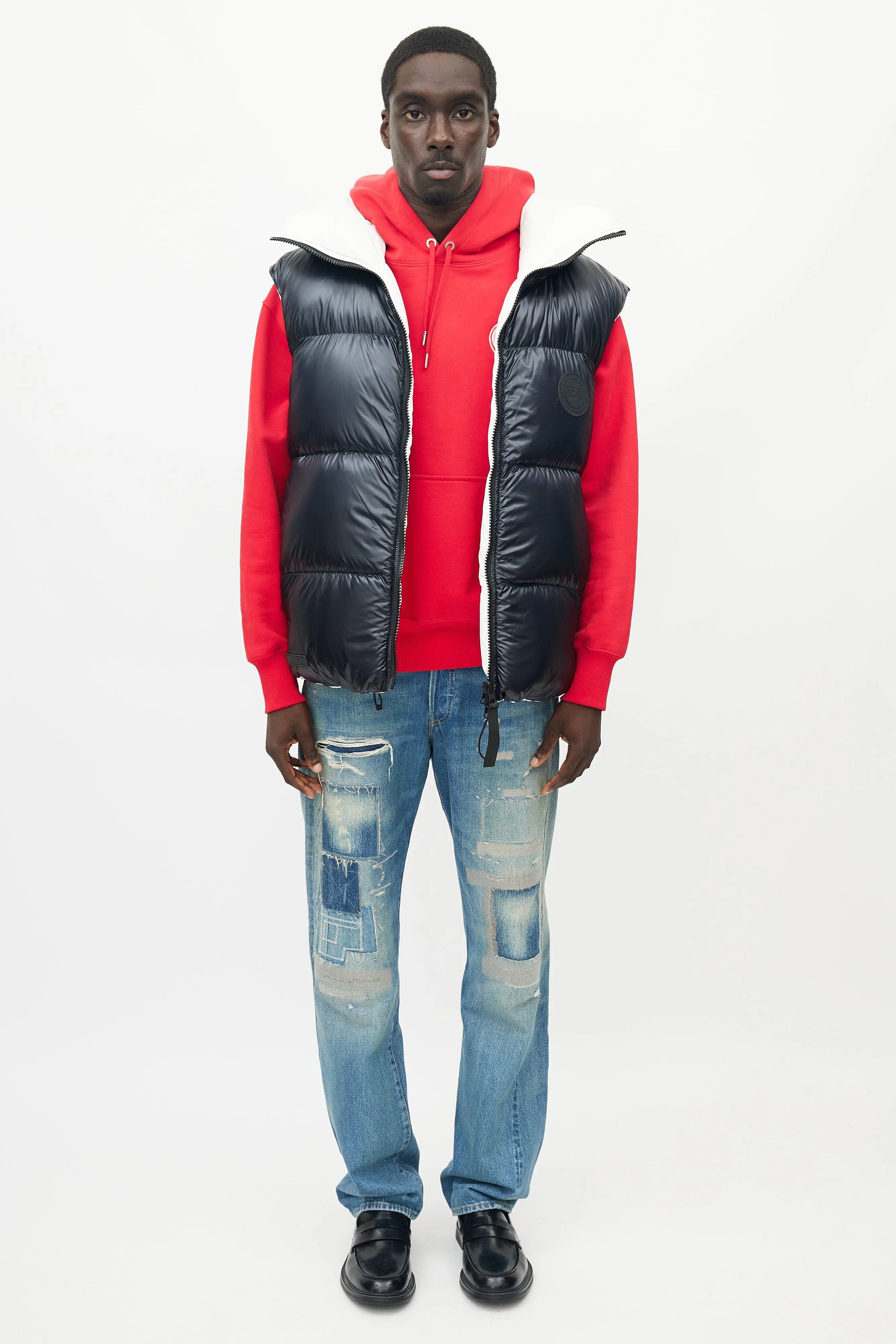 X Angel Chen White & Navy Bayan Reversible Down Vest
