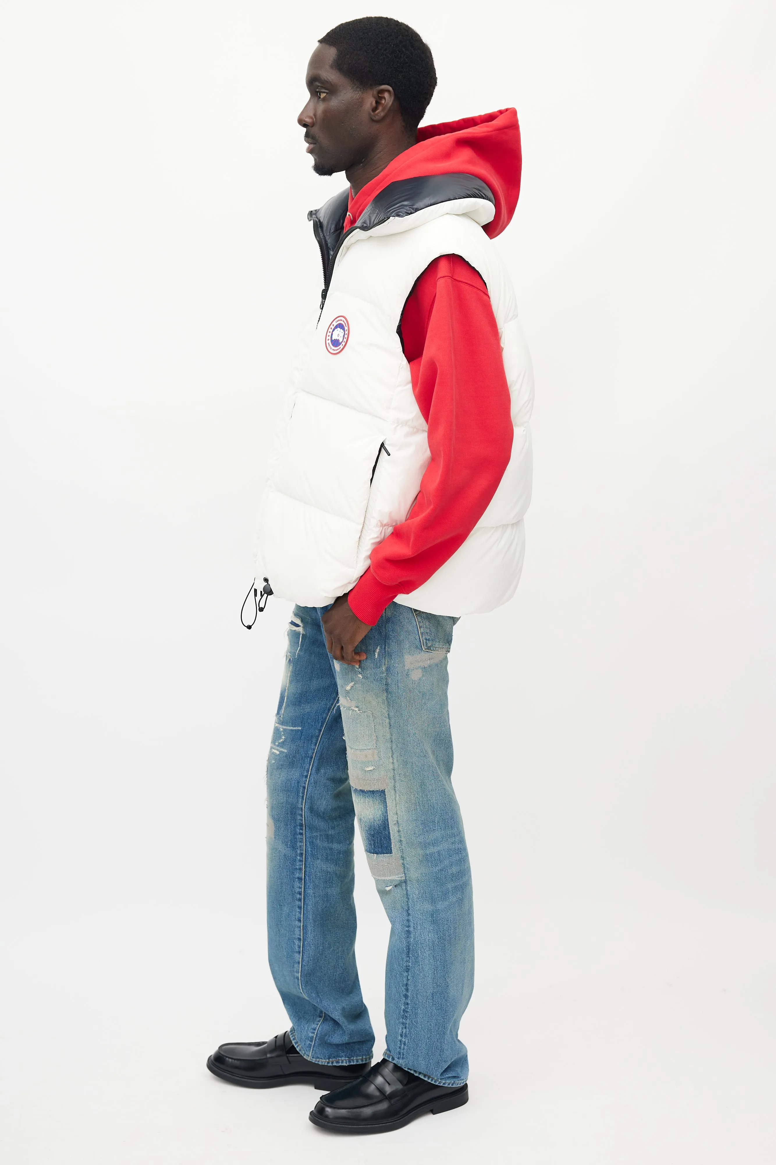 X Angel Chen White & Navy Bayan Reversible Down Vest
