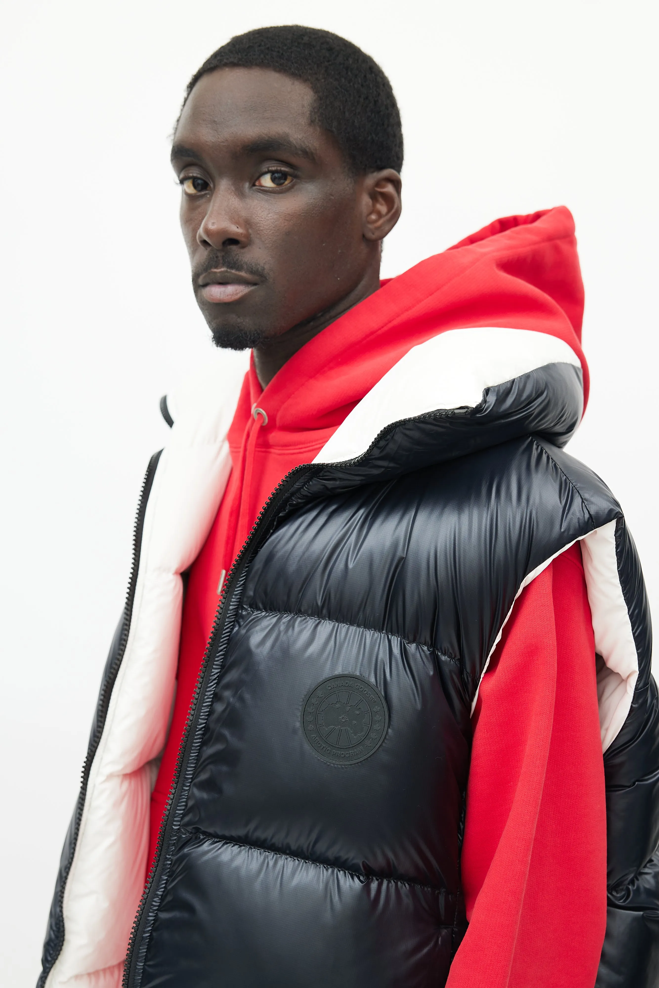 X Angel Chen White & Navy Bayan Reversible Down Vest