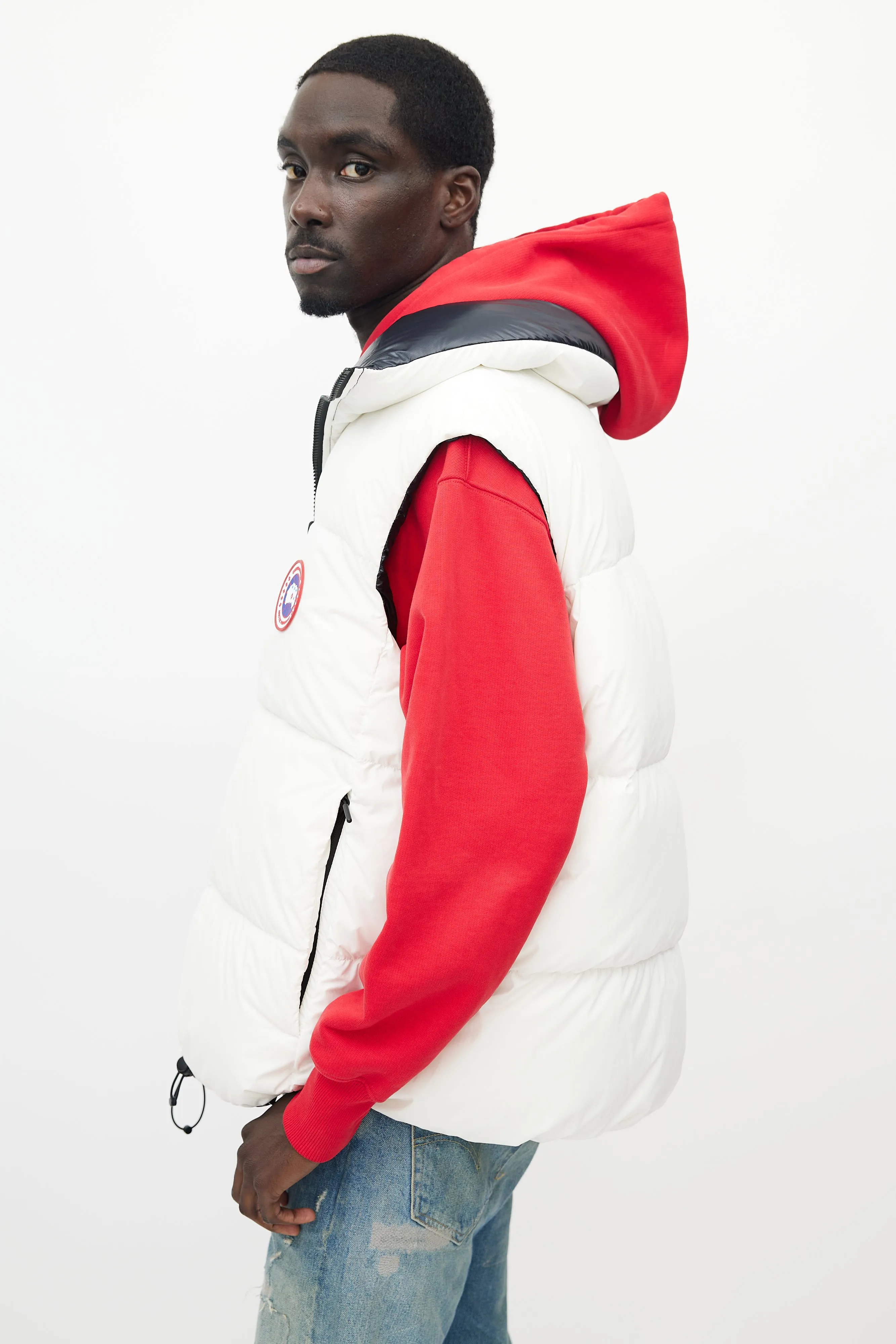 X Angel Chen White & Navy Bayan Reversible Down Vest