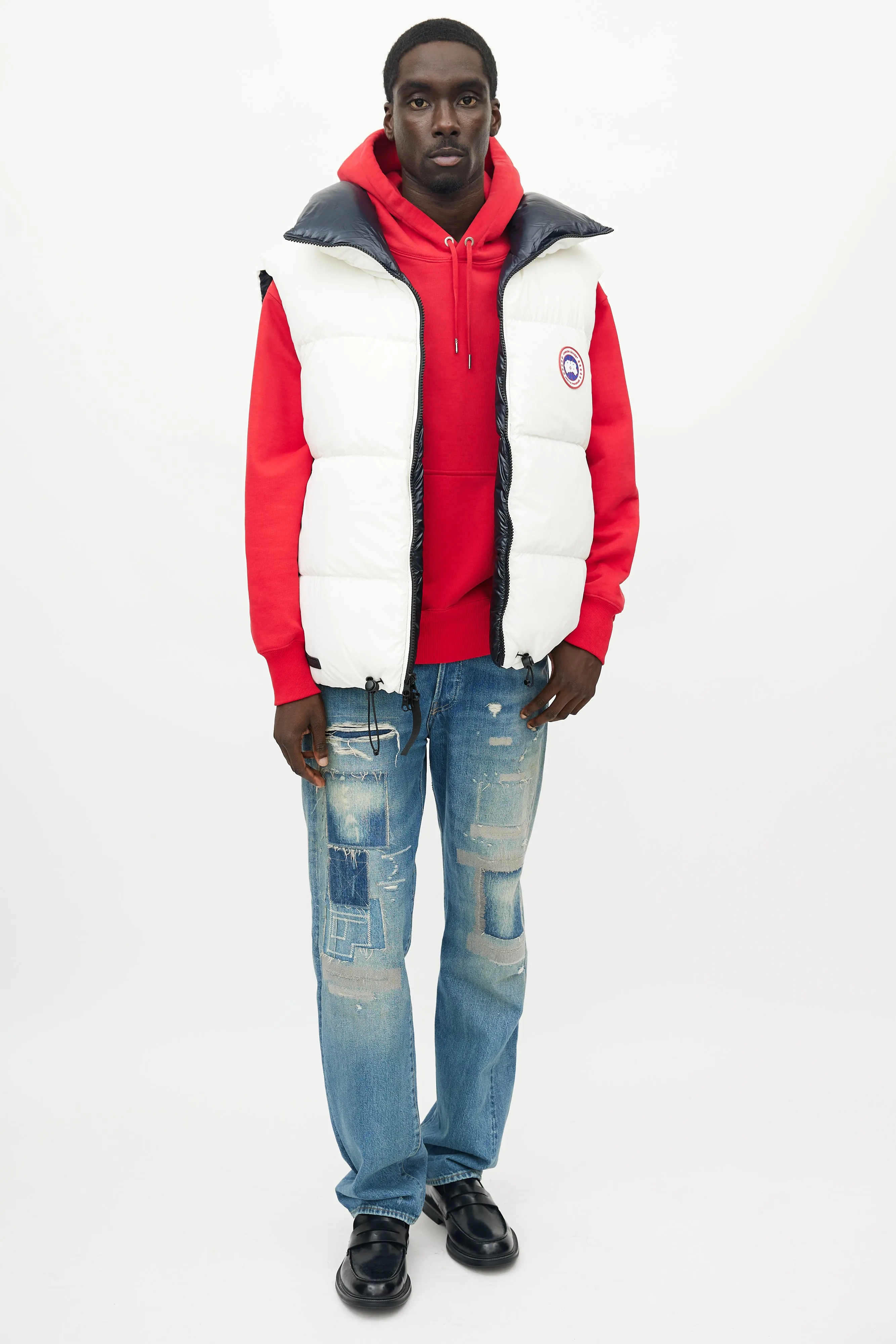 X Angel Chen White & Navy Bayan Reversible Down Vest