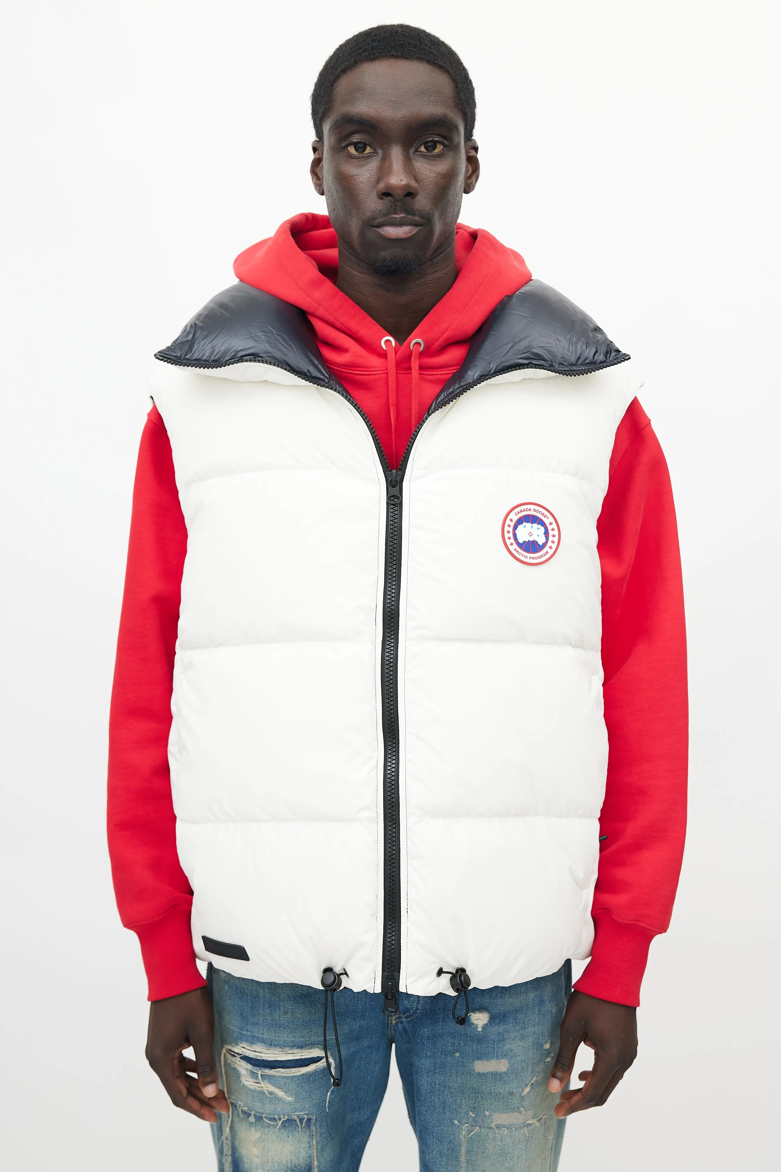 X Angel Chen White & Navy Bayan Reversible Down Vest