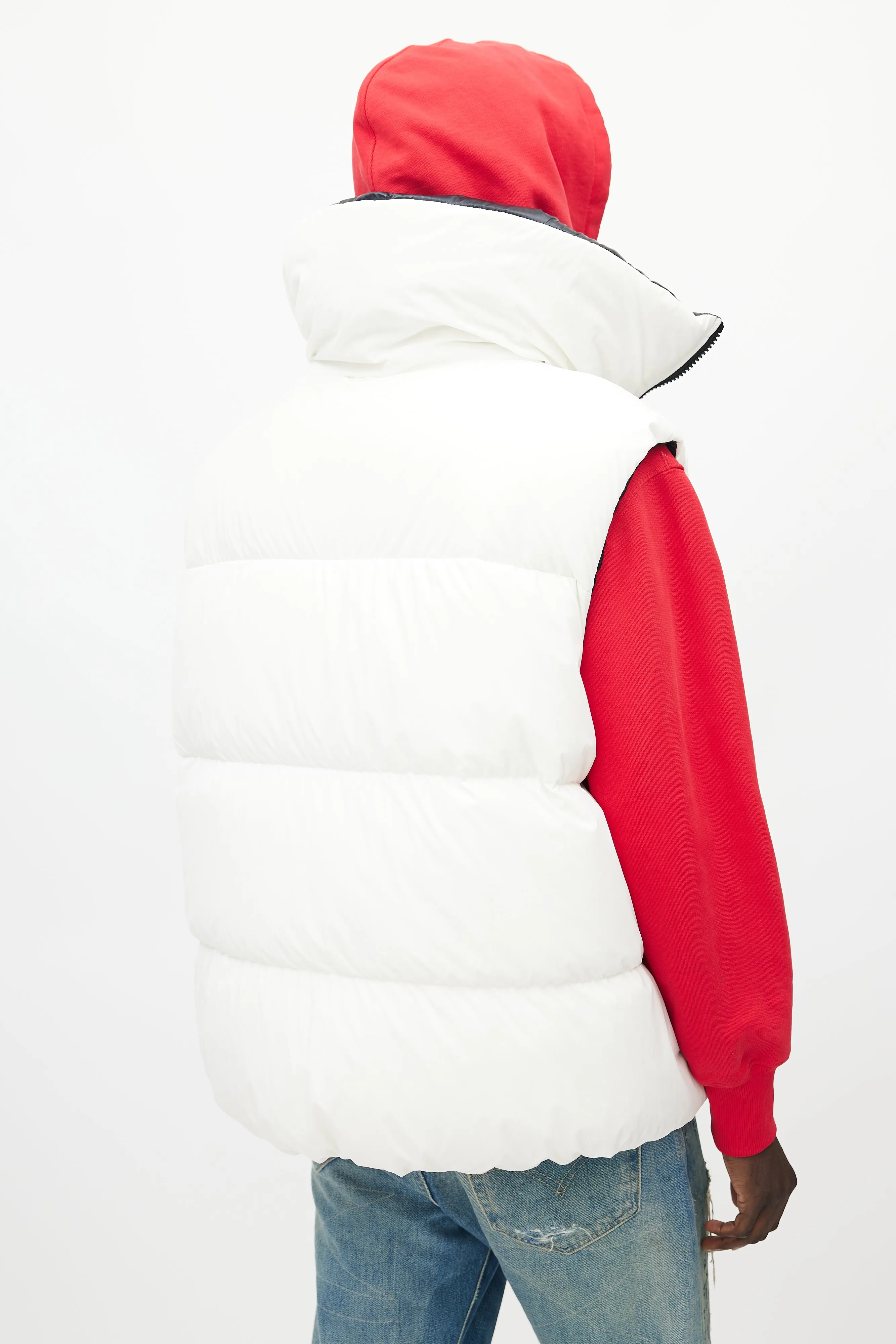 X Angel Chen White & Navy Bayan Reversible Down Vest