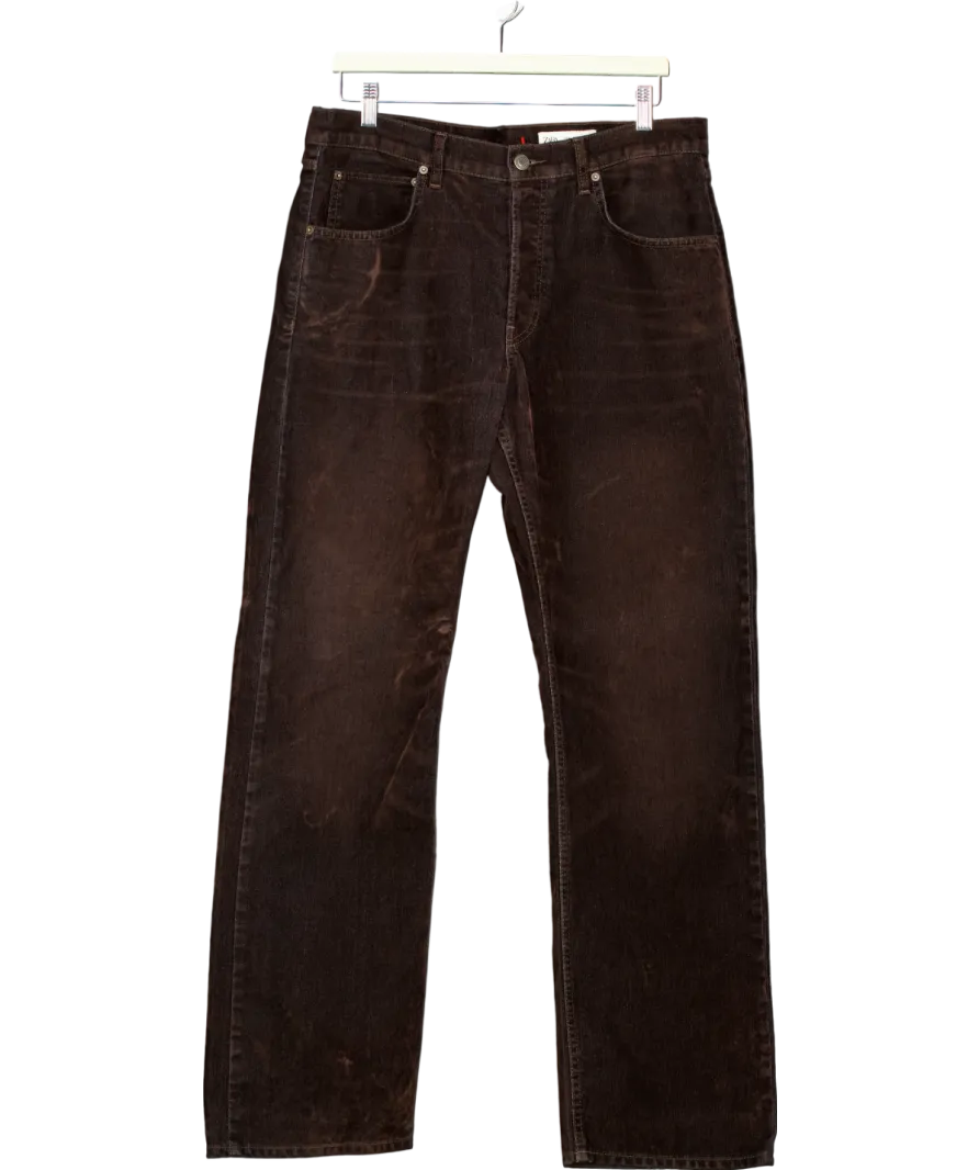 ZARA Brown Mid Rise Relaxed Velvet Jeans UK 14