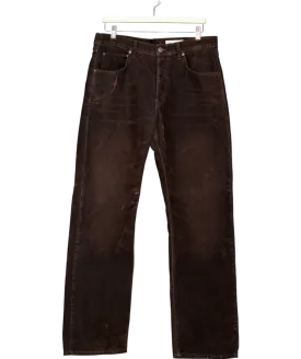 ZARA Brown Mid Rise Relaxed Velvet Jeans UK 14
