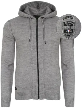 Zissou Zip Through Wool Blend Hooded Cardigan in Mid Grey Marl - Dissident